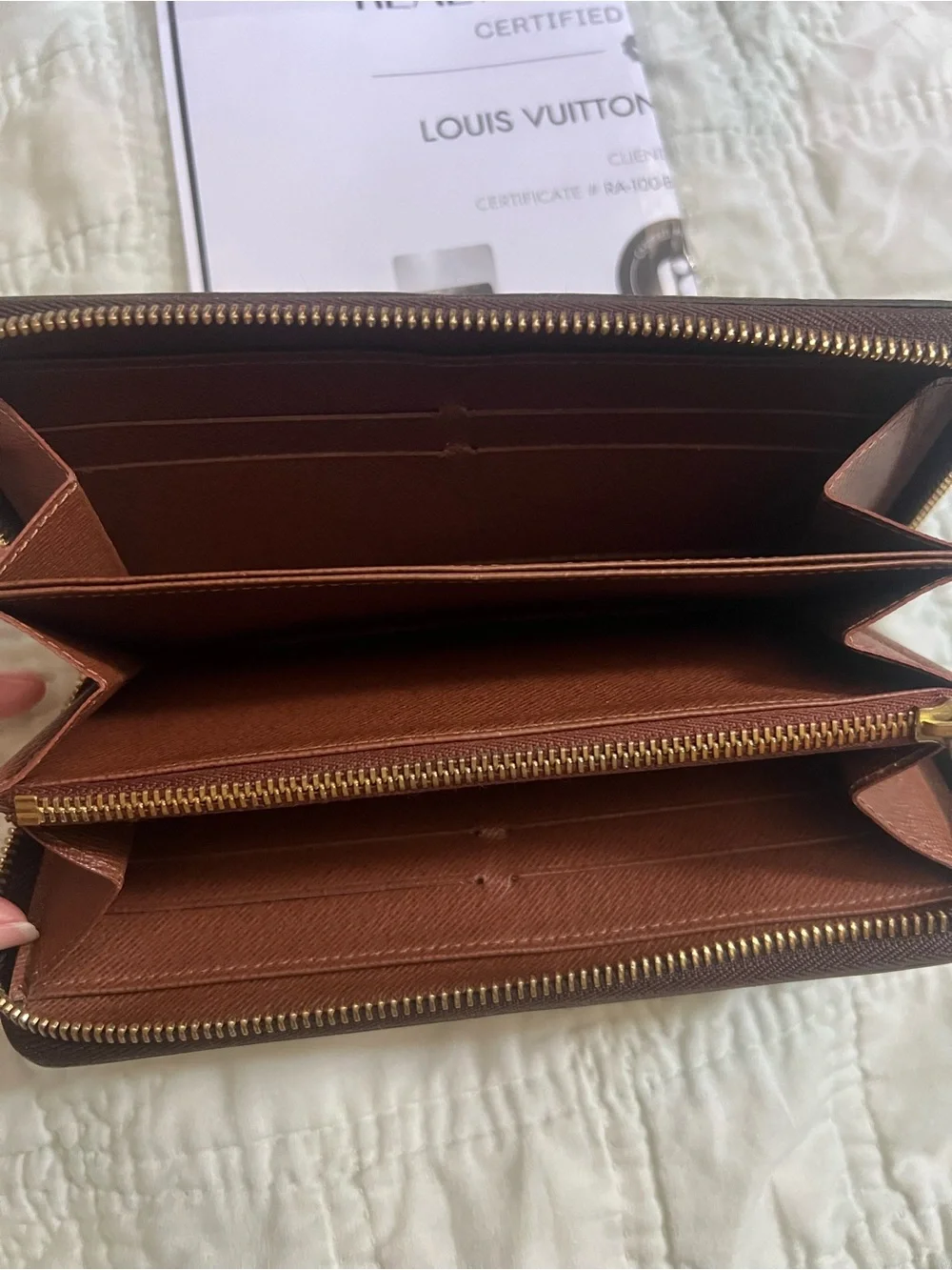 Louis Vuitton Monogram Canvas Zip Around Wallet in Brown